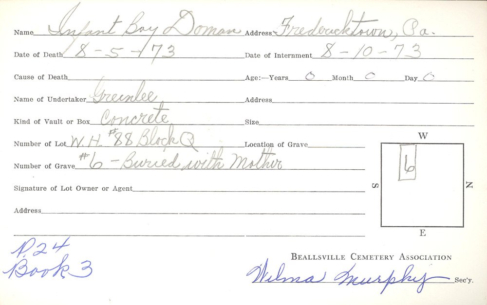 burial card